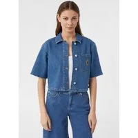 comma Kurzarmbluse Bluse Kurzes Denim-Hemd im Boxy Fit