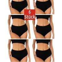 DDOnlineShop Taillenslip Damenslips Unterhosen – Schwarze Slips & Hüftslips Baumwolle (Packung-Spar-Set, 6-St., 6er-Pack) Gr.36 bis 58 Premium Qualität A2108