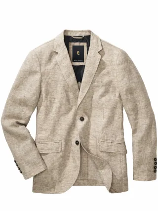 Mey & Edlich Herren Herringbone Leinen-Anzugsakko Beige Obermaterial: 100 % Leinen