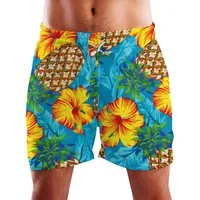 King Kameha Badeshorts Pineapple Hibiscus Hawaii Bade-Shorts Mesh-Einsatz Kordelzug Mit integriertem Mesh-Innenslip für extra Komfort