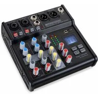 Pronomic Mischpult B-403 4-Kanal Mini-Mixer - Live/Studio DJ Mixer, mit Bluetooth und USB-Recording
