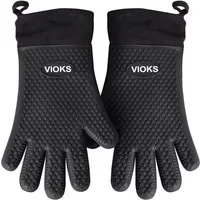 VIOKS Grillhandschuhe Ofenhandschuhe 2 Stück feuerfest rutschfest, für Grill BBQ