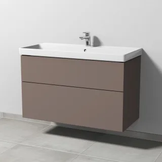 Sanipa 3way Waschtischunterbau zu Villeroy & Boch Avento Waschtisch mit 2 Auszügen, Taupe-Matt SP6241T