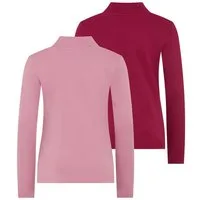 H.I.S Langarmshirt 2er Packung Shirts in Interlockware, kurze Form (Packung, 2) mit Langarm, mit Rollkragen und Rundhalsausschnitt, unifarben
