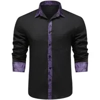 Allthemen Langarmhemd mit Stickmuster Kontrast Langarmhemd Regular Fit
