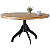 baario Esstisch Esstisch SELCE rund 100cm, Style edles Massivholz & Eisen rustikal 100 120 140cm