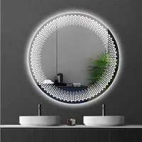 Nagham Ghazal Aswad Badspiegel Luna LED, Runder LED Badspiegel mit Antibeschlag und dimmbarer Beleuchtung