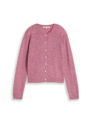 Denim Tom Tailor - Cardigan mit Alpaka-Anteil dusty berry melange - Gr. - M
