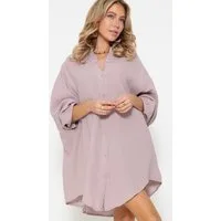 SASSYCLASSY Longbluse Oversize Musselin Bluse Damen Langarm Elegant Hemdbluse lang aus Baumwolle mit V-Ausschnitt, One Size (Gr. 36-48)