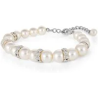 Steuer Armband Glasperlenarmband weiß mit Strasszierde