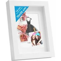 PHOTOLINI Bilderrahmen 3D-Objektrahmen zum Befüllen mit Passepartout und Glasscheibe, für 1 Bilder (1 Einzelrahmen), Rahmen 15x20 cm für Objekte bis 1,5 cm Tiefe zum Basteln & Verschenken