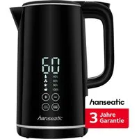 Hanseatic Wasserkocher HWK172200DBD, mit Temperaturvorwahl, 1,7 l, 2200 W, inkl. 3 Jahre Herstellergarantie