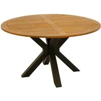 DEGAMO Gartentisch MADEIRA, 130cm rund, Metall anthrazit, Tischplatte Akazie geölt