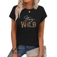 PYLIKE Carmenshirt Damen Elegant bequemes Kappenärmel mit Leopardenmuster Print-Shirt Modische Outfits Business Strand Urlaub Blusen Kleidung
