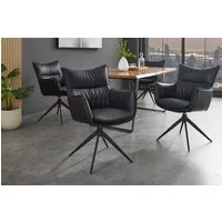 riess-ambiente Drehstuhl VOGUE schwarz - Kunstleder, Metallgestell, 360° drehbar, mit Armlehne (Einzelartikel, 1 St), moderner Polsterstuhl - ideal für Ess-, Arbeits-, Wohnzimmer & Büro