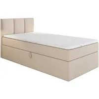 A&J MöbelLand GmbH Boxspringbett Einzelbett NASI mit Bettkasten, Topper und gepolstertem Kopfteil. (Boxspringbett mit Bettkasten und gepolstertem Kopfteil. Inclusive Topper !, TOP ANGEBOT), Länge 208 cm Höhe 106 cm
