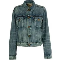 Polo Ralph Lauren Jeansjacke Damen 80s Retro Mexico Denim Cropped Vintage Jacke M ikonischen Truckerjacke kombiniert 10 oz. right-hand Twill
