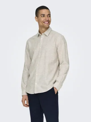 ONLY&SONS - ONSCAIDEN LIFE LS SOLID LINEN BLEND NOOS Chinchilla - Gr. - XL