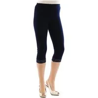 YESET Caprihose Capri 3/4 Leggings Spitze Baumwolle Damen BLAU-DUNKEL L