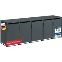 STEELSØN Mülltonnenbox Thoria 240L aus verzinktem Stahl (Anthrazit, verfügbar mit 1, 2, 3, 4, oder 5 Türen), Für 5 Tonnen