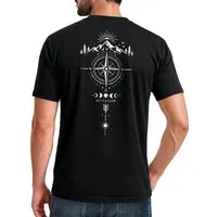 Neverless Print-Shirt Herren T-Shirt Backprint Kompass Outdoor Symbolik Natur Print mit Print