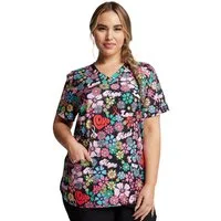 Dickies Funktionsbluse Bunt bedruckter Damen Kasack "Flower Power" Kasack mit Motiv