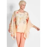 GOLDNER Klassische Bluse Kurzgröße: Chiffonbluse mit floralem Design Leicht transparente Bluse mit Jersey-Top, Schlupfbluse mit Chiffon