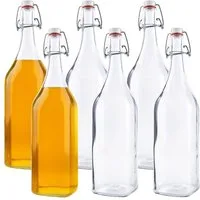 mikken Trinkflasche Set Glasflaschen 1 Liter mit Bügelverschluss 1000 ml, Luftdicht, wiederverwendbar