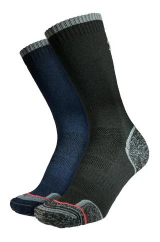 1000 Mile - 2er-Pack Herren Walking Socken mit einlagigem, atmungsaktivem Polster - Anthrazit / Marineblau