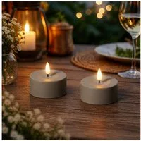 MARELIDA LED-Kerze LED Solar Maxi Teelichter für Außen Outdoor D: 7cm Lichtsensor 2er Set (2-tlg)