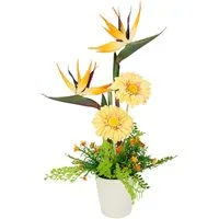 Kunstblume Arrangement Strelitzie/Gerbera, I.GE.A., Höhe 60 cm, Topf aus Keramik