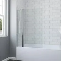 AQUALAVOS Badewannenaufsatz Badewannen Duschwand Glas 2-teilig 99,5 x 140 cm Rahmenlos Chromoptik, 6 mm Einscheiben-Sicherheitsglas (ESG) Beidseitig öffnend, mit Festteil Hebe-/Senkfunktion Chrom Aluprofil Wartungsarm Langlebig