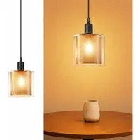 ZMH Pendelleuchte Esszimmer Vintage Pendellampe mit Doppeltem Schirm 1/3/4 Flammig Flur, ohne Leuchtmittel, E14 Esstischlampe Glas Metall Esszimmerlampe Industial für Wohnzimmer