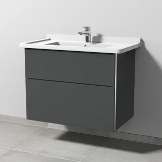 Sanipa 3way Waschtischunterbau zu Duravit Starck 3 Waschtisch mit 2 Auszügen, Anthrazit-Matt BR71122