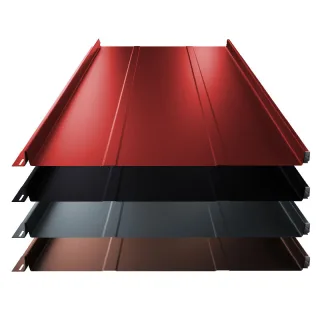 Stehfalz Terrano | Dach & Wand | 0,60 mm | Aluminium | Prägung | mit Schutzfolie | 525mm Breite | 25 µm Stucco