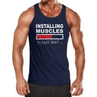 MoonWorks Tanktop Herren Tanktop Installing Muscles Please Wait Fitness Gym Bodybuilder mit Print