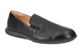 Think 000781 HAUKI Herren Slipper Schwarz Echtleder Naturlatex Gummizug
