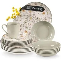 Moritz & Moritz Kombiservice PRIMAVERA Kombiservice 24tlg. (24-tlg), 6 Personen, Steinzeug, Geeignet für Spülmaschine & Mikrowelle