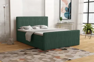 Boxspringbett Schlafzimmerbett IKAROS 140x200cm in Stoff Poso Flaschengrün