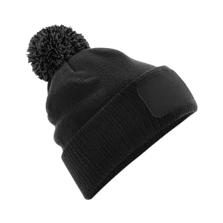 Beechfield Unisex Bommelmütze Snowstar, bedruckbar (Schwarz/Anthrazit)