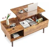 DUMOS Couchtisch Höhenverstellbar Wohnzimmertisch Ausziehbar Stauraum Coffee Table, Hölzerner höhenverstellbarer versteckter Stauraum