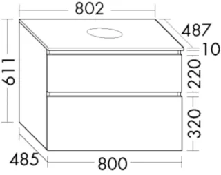 Burgbad Waschtischunterschrank Lin20 Melamin 611x802x487 Eiche Dekor Klassik, WWYI080F6433 WWYI080F6433