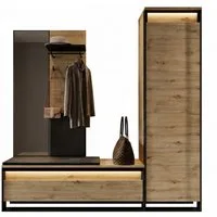 yourhouse24 Garderoben-Set Garderobe QUANT mit Spiegel für das Vorzimmer LED