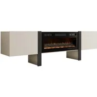 MIRJAN24 TV-Schrank 200 2D Tore 05 mit Kamin (mit zwei Drehtüren) Realistische LED-Flamme. 200x41x58 cm