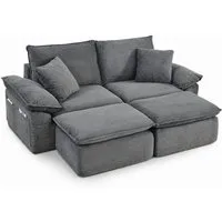ANYSUN 2-Sitzer Übergroßer Chaiselongue-Sessel für den mit Ottomane,Boneless Loveseat, Sofa,Single Seat Bodensofa ohne Montage mit Fußstütze,Aufbewahrungstaschen, Lesesessel, gepolsterter Cord-Sessel, Schlafsofa für Wohn/Schlafzimmer