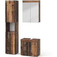 Vicco Badmöbel-Set Luna, Oldstyle, 3 Teile, mit Hochschrank, (3-St., 3er Set)