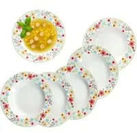 MamboCat Suppenteller 6x Variant Blümchen Suppenteller bunt tiefe Teller Pasta Salat Müsli
