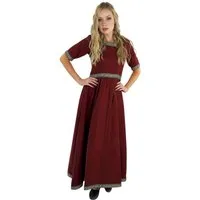 Leonardo Carbone Burgfräulein-Kostüm Kurzarmkleid "Ennlin" mit kunstvoller Bordüre, hochwertige Baumwolle, Schnürung am Rücken