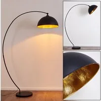 hofstein Bogenlampe »Aliena« Vintage Stehleuchte aus Metall in Schwarz/Gold, ohne Leuchtmittel, E27, Leuchte m. Fußschalter in Blattgold-Optik