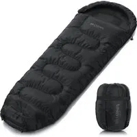 Brandson Mumienschlafsack Outdoor Schlafsack Winter & Sommer, extreme bis -18°C Winterschlafsack (2 tlg., mit Tragetasche, für Erwachsene & Kinder, Camping & Reisen), wasserabweisend, atmungsaktiv, ISO 23537-1, Innentasche, Kapuze